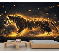 Papel pintado 3D de tigre, mural de pared de tigre dorado, murales de criaturas mágicas para sala de estar, dormitorio, fondo de TV, decoración de oficina, 280 x 200 cm