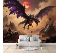 Papel Pintado 3D Dragón Del Oeste 400x280 cm Fotomurales Tejido No Tejido, Papel Tapiz Grande Murales Fotográfico Moderno Decoración de Paredes