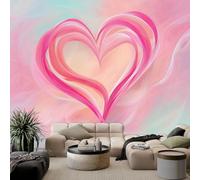 Papel pintado 3D efecto corazón rosa papel pintado fotográfico salón 200 x 140 cm papel pintado no tejido papel pintado romántico arte pared decoración pared pared decoración salón dormitorio oficina