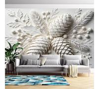 Papel Pintado 3D En Relieve Piñas Papel Pintado Autoadhesivo Pared 180Cmx280Cm(Hxw), Mural De Pared 3D En Relieve, Papel Adhesivo No Tejido, Impermeable Y Removible Para Dormitorio Y Sala De Estar,