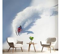 Papel Pintado 3D Esquiador Esquiando 350 × 256 Cm Fotomurales Tejido No Tejido,Realismo Papel Tapiz Grande Murales Fotográfico Estilo Realista Decoración De Paredes