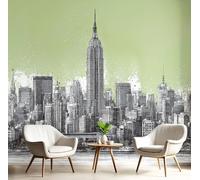 Papel Pintado 3D Estéreo Arquitectura Nueva York Dibujado Mano Horizonte Mural, Habitación infantil Decoración Del Pared Pintado, Papel Tapiz 3D Dormitorio Sala Sofá Mural-200Anx140Al cm