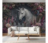Papel Pintado 3D Estéreo Bosque Animal Valla Caballo Mural, Habitación infantil Decoración Del Pared Pintado, Papel Tapiz 3D Dormitorio Sala Sofá Mural300Anx210Al cm