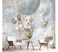 Papel Pintado 3D Estéreo Dibujo Animado Lindo Animal De Globo Aerostático Mural, Habitación infantil Decoración Del Pared Pintado, Papel Tapiz 3D Dormitorio Sala Sofá Mural-400Anx280Al cm