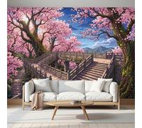 Papel Pintado 3D Estéreo Paisaje De Anime Cerezos En Flor Árboles Antiguos Mural, Habitación Infantil Decoración Del Pared Pintado, Papel Tapiz 3D Dormitorio Sala Sofá Mural-250Anx175Al cm