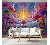 Papel Pintado 3D Estéreo Psicodélico Dibujos Animados Hongo Sol Mural, Habitación infantil Decoración Del Pared Pintado, Papel Tapiz 3D Dormitorio Sala Sofá Mural250Anx175Al cm