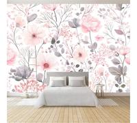 Papel Pintado 3D Estilo Chino Flores Plantas 400 x 280 cm Mural de Pared para Habitación de Niños y Sala de Estar en no tejido - Diseño Artístico - Rosa