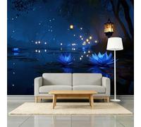 Papel pintado 3D estilo fantasía, cielo nocturno, linternas de loto, mural, decoración del hogar, para sala de estar, dormitorio, habitación de los niños, papel pintado fotográfico no tejido, 500 x