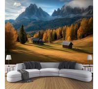 Papel Pintado 3D estilo nórdico, Fondo Fotográfico 400 x 280 cm Montañas de otoño, Decoración de Pared para Restaurante, Salón o Dormitorio, Mural Modernocolor naranja