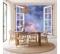 Papel Pintado 3D Estrellado Degradado Ensueño Galaxia Universo Brillante 400X280Cm Rosa Morado Xxl Fotomurales Tejido No Tejido Murales Decorativos Pared Papel Tapiz Moderna Dormitorio Para La Sala