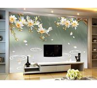 Papel Pintado 3D Flores Talladas En Color Llueve Papel Tapiz Fotomurales Moderno Murales -songqians-22782-300cmx210cm