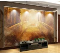 Papel Pintado 3D Golden Sunrise Bridge Forest Papel Tapiz Fotomurales Moderno Murales -songqians-25603-400cmx260cm