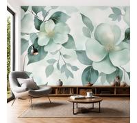 Papel Pintado 3D Hibisco Ramas Y Hojas 300 × 210 Cm Fotomurales,Realismo Papel Tapiz Grande Murales Fotográfico Flor Aguada Tinta Decoración De Paredes
