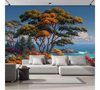 Papel Pintado 3D Islas Bosques 400Anx280Al cm Fotomurales Tejido No Tejido, Rocas El Mar Papel Tapiz Grande Murales Fotográfico Moderno Decoración de Paredes