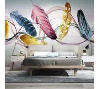 Papel pintado 3D, líneas abstractas, pintura mural de plumas coloridas, fondo para sofá de sala de estar, arte mural para decoración del hogar
