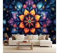 Papel Pintado 3D Mandala Tejido No Tejido Papel Tapiz Fotomurales Estética gótica oscura Moderno Murales Flores Diseno Fotográfico Dormitorio Salón -366x256cm