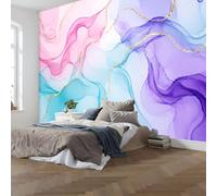 Papel Pintado 3D Mármol De Ensueño Olas Abstractas En Acuarela 400X280Cm Púrpura Xxl Fotomurales Tejido No Tejido Murales Decorativos Pared Papel Tapiz Moderna Dormitorio Para La Sala