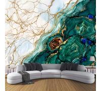 Papel Pintado 3D Mármol De Líneas Abstractas Textura De Cristal De Lujo 350X256Cm Verde Blanco Xxl Fotomurales Tejido No Tejido Murales Decorativos Pared Papel Tapiz Moderna Dormitorio Para La Sala