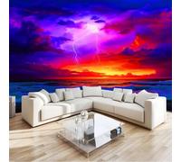 Papel Pintado 3D Multicolor Fantasía Relámpagos Tormenta Costa 250 x 175 cm, Papel Pintado TNT para Comedor y Dormitorio, Mural Decorativo de Alta Definición para Renovación del Hogar No Autoadhesivo