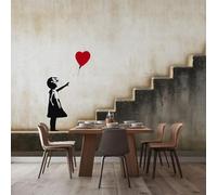 Papel pintado 3D no tejido con estampado de graffiti, arte callejero y foto de una chica. Papel pintado para pared, ideal para sala de estar, dormitorio, oficina o pasillo. 250 cm x 175 cm.