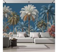 Papel Pintado 3D Paisaje De Bosque Exótico Palmera Antigua Planta 200X140Cm Azul Oscuro Xxl Fotomurales Tejido No Tejido Murales Decorativos Pared Papel Tapiz Moderna Dormitorio Para La Sala