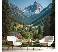Papel Pintado 3D Paisajes Forestales Montañas Nevadas 350 × 256 Cm Fotomurales Tejido No Tejido,Realismo Papel Tapiz Grande Murales Fotográfico Paisajes Pastorales Decoración De Paredes
