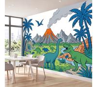 Papel pintado 3D Panorámico Animal Fantasía, 350 x 256 cm, papel pintado no tejido de pared, dinosaurio jurásico de cuento de hadas para sala de estar, dormitorio, sofá, TV, fondo decoración interior