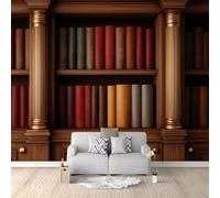 Papel pintado 3D para biblioteca, librería, libros, 500 x 280 cm, murales de pared, retro, no tejido, para salón, dormitorio, habitación infantil, oficina, decoración, fácil de instalar