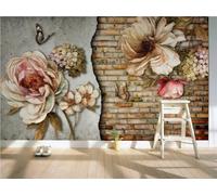 Papel Pintado 3D Paredes De Ladrillo De Flores Retro Papel Tapiz Fotomurales Moderno Murales -songqians-10924-400cmx260cm