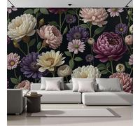 Papel Pintado 3D Peonías Y Crisantemos En Flor 200 × 140 Cm Fotomurales Tejido No Tejido,Realismo Papel Tapiz Grande Murales Fotográfico Vista Al Jardín Decoración De Paredes