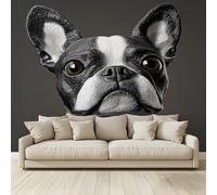Papel pintado 3D personalizado Gran Mural Animal Boston Terrier Fotomural Papel pintado Papel no tejido Dormitorio Salón Sofá TV Cafe Restaurante Hotel Fondo de Pared 300 x 210 cm