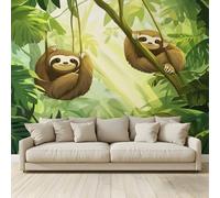 Papel pintado 3D personalizado Gran Mural Animal Verde Salvia Perezoso Fotomural Papel pintado Papel no tejido Dormitorio Salón Sofá TV Cafe Restaurante Hotel Fondo de Pared 200 x 140 cm