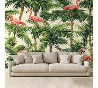 Papel pintado 3D personalizado Gran Mural Palmeras Flamencos Papel pintado fotográfico Papel no tejido Dormitorio Salón Sofá TV Cafe Restaurante Hotel Fondo de Pared 200 x 140 cm