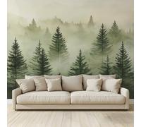 Papel pintado 3D personalizado Gran Mural Verde Salvia Agujas de la Selva Papel Pintado Fotomural Papel no tejido Dormitorio Salón Sofá TV Cafe Restaurante Hotel Fondo de Pared 400 x 280 cm