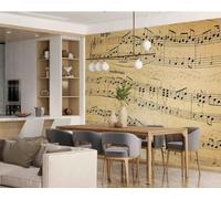 Papel Pintado 3D Personalizado Sin Costura,Partituras De Música Retro Mural Fotográfico Adecuado Para Salón Dormitorio Fácil De Instalar,Decoración Hogar Para Propietarios Españoles-312X219Cm