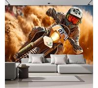Papel Pintado 3D Piloto De Motocross 200 × 140 Cm Fotomurales Tejido No Tejido,Realismo Papel Tapiz Grande Murales Fotográfico Tema Deportivo Decoración De Paredes