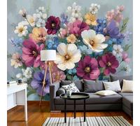 Papel Pintado 3D Pinturas Florales Abstractas 150 × 105 Cm Fotomurales Tejido No Tejido,Realismo Papel Tapiz Grande Murales Fotográfico Estilo De Pintura Al Óleo Decoración De Paredes
