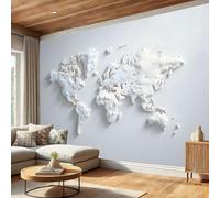 Papel Pintado 3D Placas De Masas Terrestres Globales 350x256cm, Papel Tapiz Relieve De Yeso En 3D Grande Murales Fotográfico Moderno Decoración De Paredes Para Salón Habitaciones, Blanco