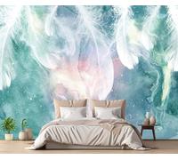 Papel Pintado 3D Plumas Blancas Verdes Papel Tapiz Fotomurales Moderno Murales -songqians-20978-400cmx280cm
