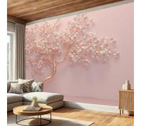 Papel Pintado 3D Relieve De Árbol De Flores Romántico Árbol De Ginkgo De Lujo 400X280Cm Rosa Xxl Fotomurales Tejido No Tejido Murales Decorativos Pared Papel Tapiz Moderna Dormitorio Para La Sala
