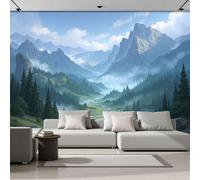 Papel Pintado 3D Río Del Valle 450 × 315 Cm Fotomurales Tejido No Tejido,Realismo Papel Tapiz Grande Murales Fotográfico Paisaje Forestal Decoración De Paredes