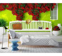 Papel Pintado 3D Rosas Rojas En La Ventana Papel Tapiz Fotomurales Moderno Murales -songqians-22571-400cmx280cm