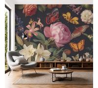 Papel Pintado 3D Rosas Tulipanes Mariposas 400 × 280 Cm Fotomurales,Realismo Papel Tapiz Grande Murales Fotográfico Plantas Y Flores Estilo Europeo Decoración De Paredes