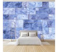 Papel Pintado 3D Texturas Modernas Geométricas Y Naturales 300 x 210 cm Mural de Pared para Habitación de Niños y Sala de Estar en no tejido - Diseño Artístico - Azul Oscuro