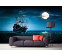 Papel Pintado 3D Vela Mar Paisaje Lunar Papel Tapiz Fotomurales Moderno Murales -songqians-24819-380cmx255cm