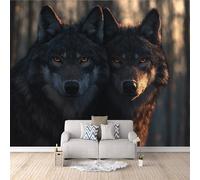 Papel Pintado 400 × 280 cm Lobo Papel Pintado Fotomurales Pared Tejido No Tejido Decorativos Murales Fotográfico Moderno Decoración de Paredes Coyotes Salvajes En El Bosque