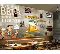 Papel pintado a mano dibujos animados taberna graffiti letras sala de estar decoración pintura cafetería restaurante mural, 3D, 430x300cm
