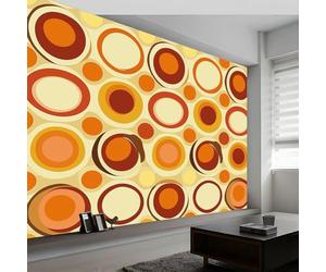 Papel Pintado Abstracción Geométrica Burbujas De Colores 200 x 140 cm Fotomurales decorativos modernos de pared en tejido no tejido Amarillo, para murales fotográficos para salón o dormitorio