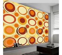 Papel Pintado Abstracción Geométrica Burbujas De Colores 300 x 210 cm Fotomurales decorativos modernos de pared en tejido no tejido Amarillo, para murales fotográficos para salón o dormitorio