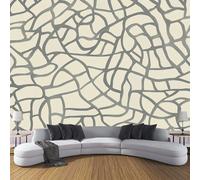 Papel Pintado Abstracto 200×140cm Fotomurales Para Pared 3D, Geometría De Línea Papel Tapiz Pintado En Tejido de seda - Pared Moderna,Beige Murales Fotográficos Decorativos